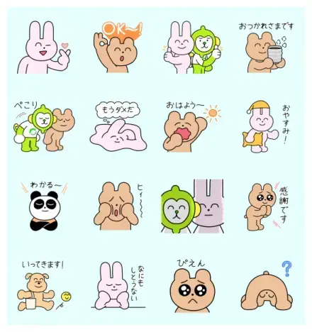 Usagi and Kuma × LINEMO WhatsApp Sticker GIF