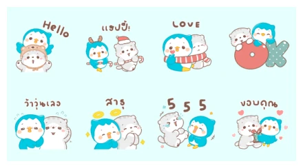 Let's Celebrate with Vayu & Oh mild Meow WhatsApp Sticker PNG
