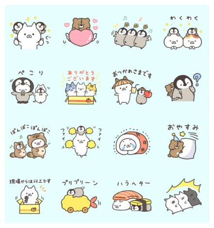 Penguin and Cat Days × LINE NEWS WhatsApp Sticker PNG