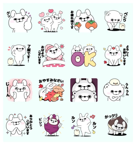 Rabbit100% & Bear100% × LINE Part Time Jobs WhatsApp Sticker PNG