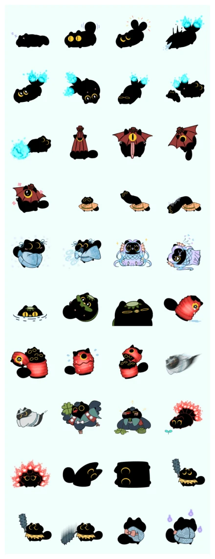 Owl Black Cat Youkai WhatsApp Sticker PNG