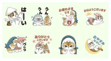 Samenyan and Usa and Nyan×LINE Sukimani WhatsApp Sticker PNG