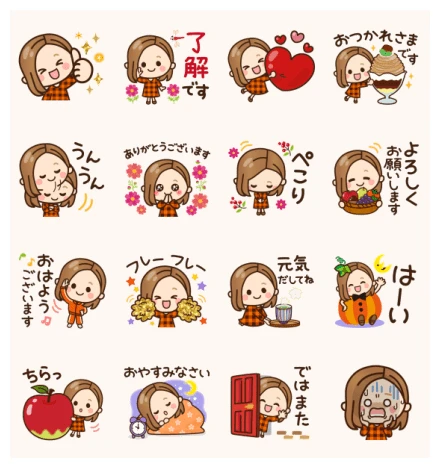OTONAGIRL × LINE VOOM WhatsApp Sticker PNG