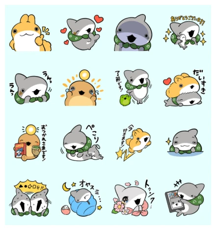 Little Shark's Day Out & LINE MANGA WhatsApp Sticker PNG
