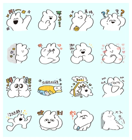 LINE OpenChat × 3388rabbit WhatsApp Sticker PNG