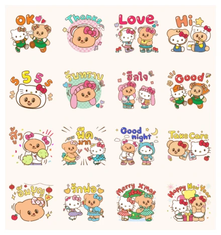 7-Eleven × Hello Kitty Butterbear WhatsApp Sticker PNG