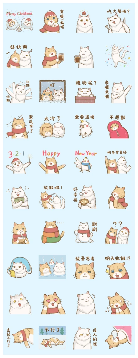 Cat's Lifestyle Winter Doodle WhatsApp Sticker PNG