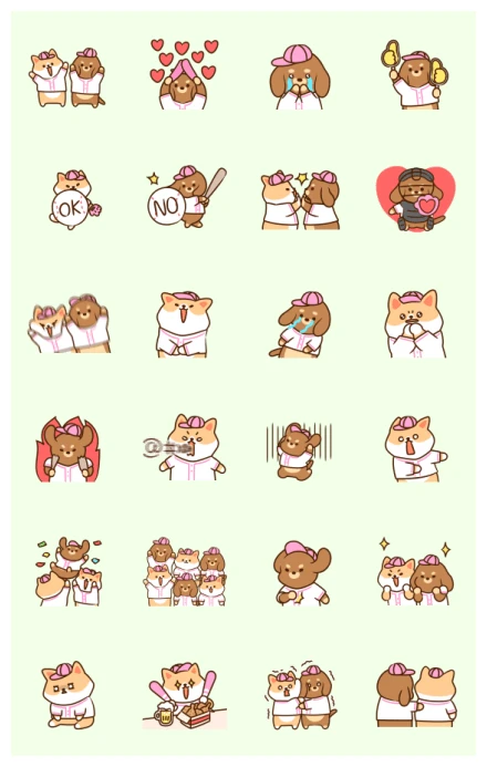 Hurrybow & Busywow Play Baseball WhatsApp Sticker PNG