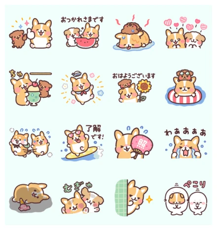 Fluffy Fat Corgi × LINE NEWS WhatsApp Sticker PNG