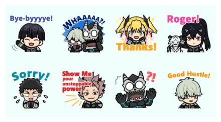Anime Kaiju No. 8 & LINE Rangers WhatsApp Sticker PNG